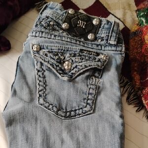 Miss Me Light Blue Jeans with Silver Accents